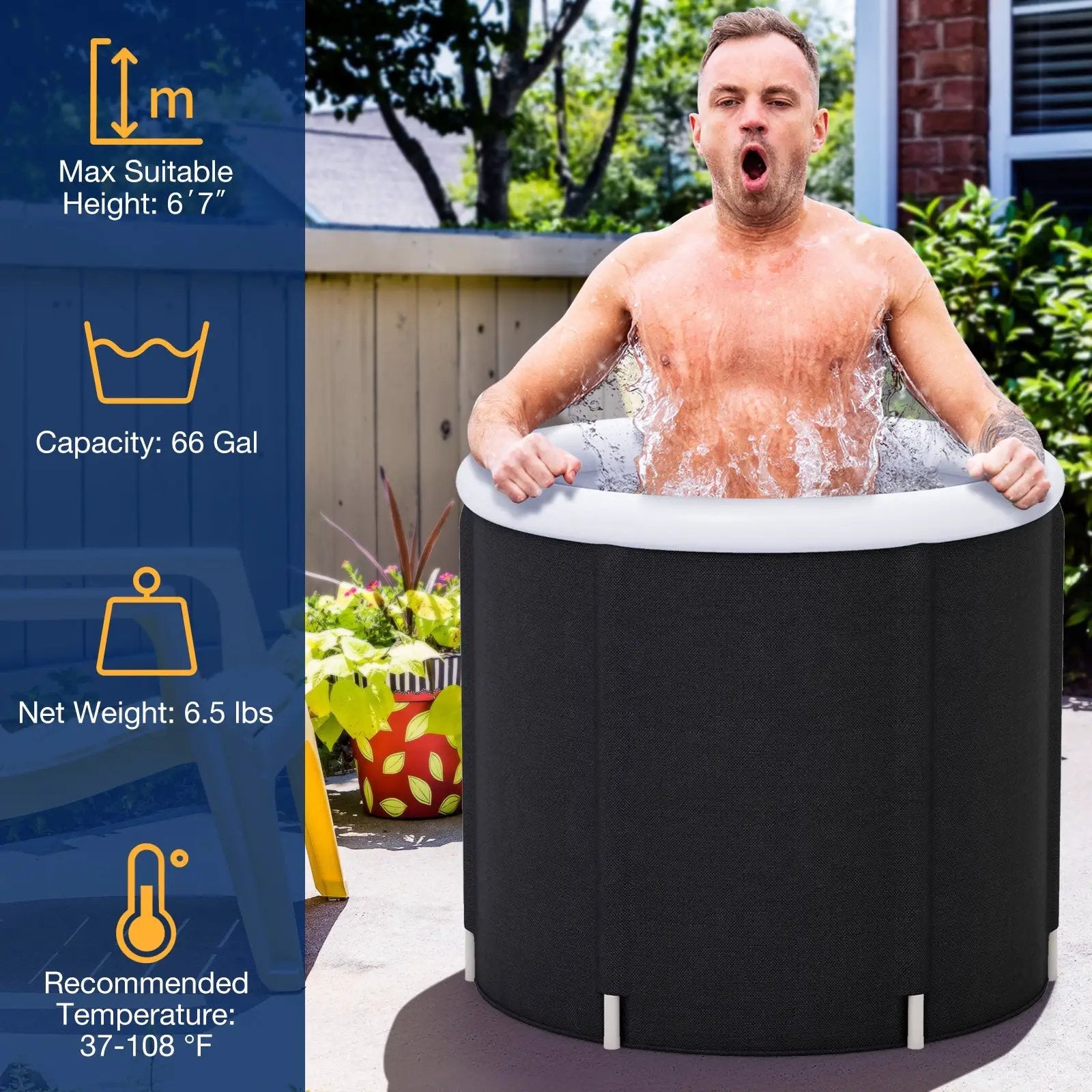 66 Gal Outdoor Ice Plunge Tub with Lid at Home by DirectDeals