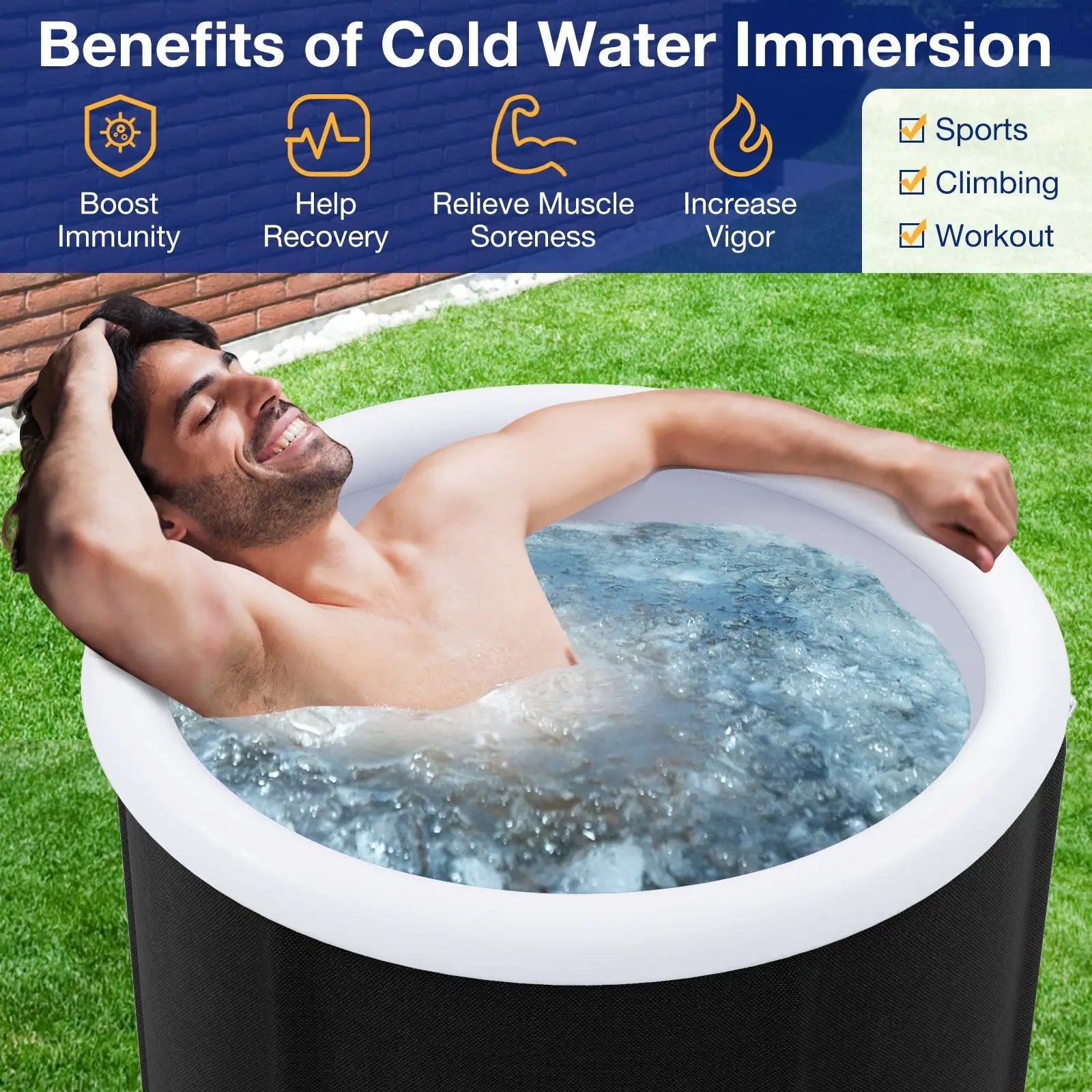 66 Gal Outdoor Ice Plunge Tub with Lid at Home by DirectDeals