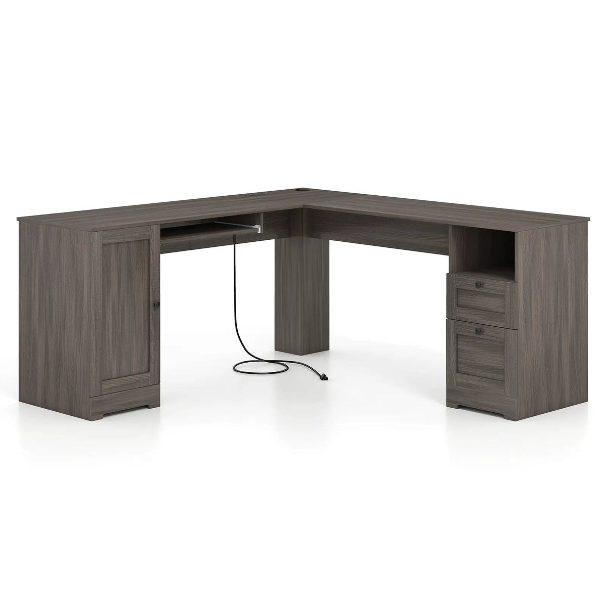 66 Inch L-Shaped Writing Study Workstation Computer Desk with Drawers by DirectDeals