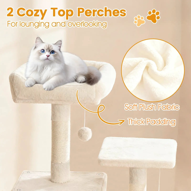 66 Inch Tall Cat Tree Multi-Level Cat Tower with 2 Condos Sisal Scratching Posts by DirectDeals