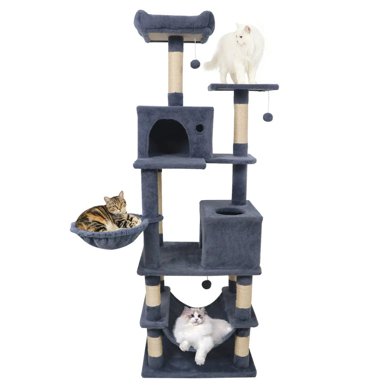 66 Inch Tall Cat Tree Multi-Level Cat Tower with 2 Condos Sisal Scratching Posts by DirectDeals