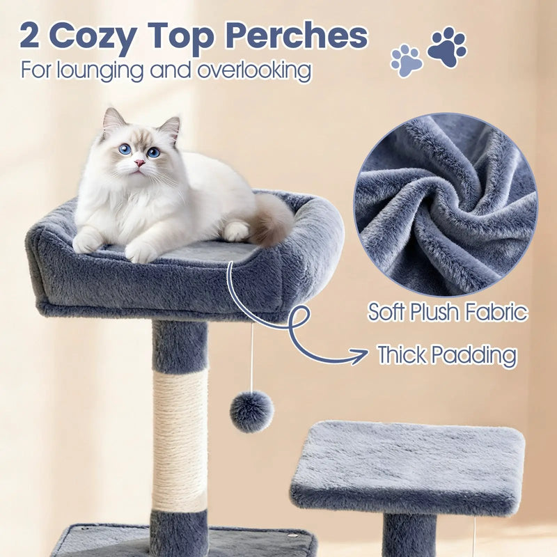 66 Inch Tall Cat Tree Multi-Level Cat Tower with 2 Condos Sisal Scratching Posts by DirectDeals