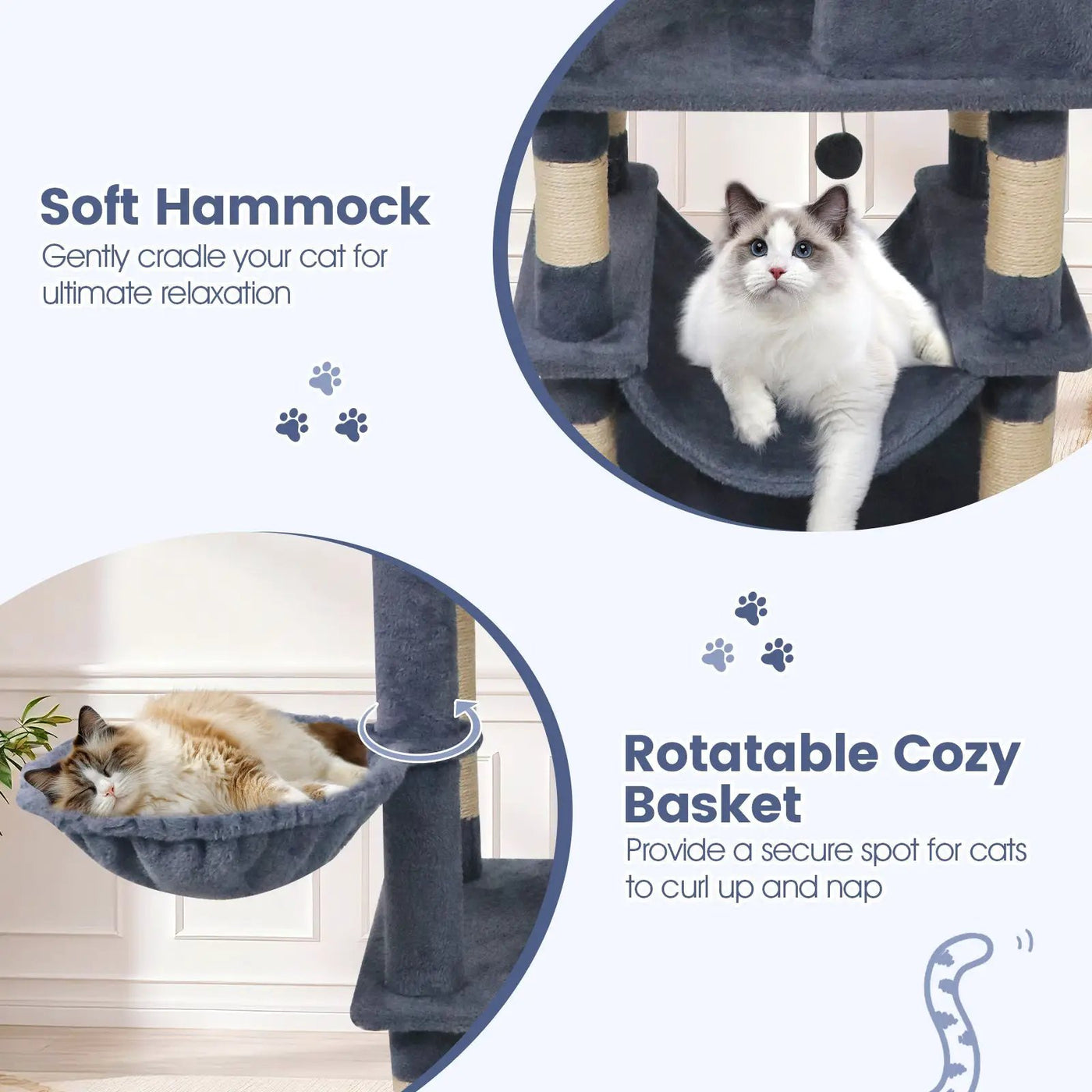 66 Inch Tall Cat Tree Multi-Level Cat Tower with 2 Condos Sisal Scratching Posts by DirectDeals