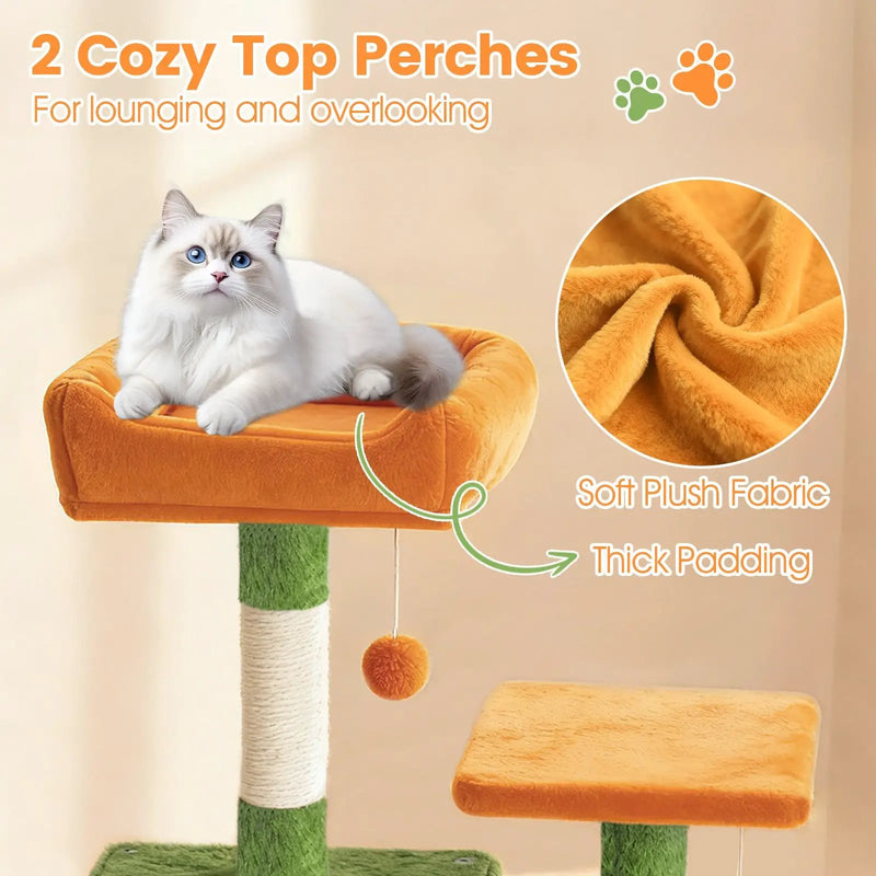 66 Inch Tall Cat Tree Multi-Level Cat Tower with 2 Condos Sisal Scratching Posts by DirectDeals