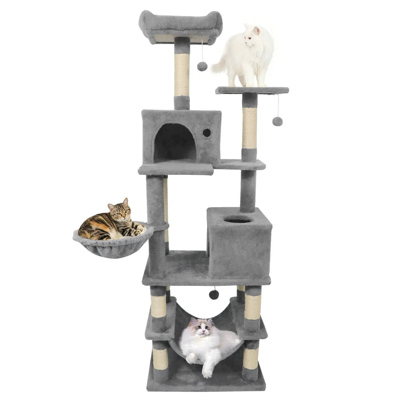 66 Inch Tall Cat Tree Multi-Level Cat Tower with 2 Condos Sisal Scratching Posts by DirectDeals