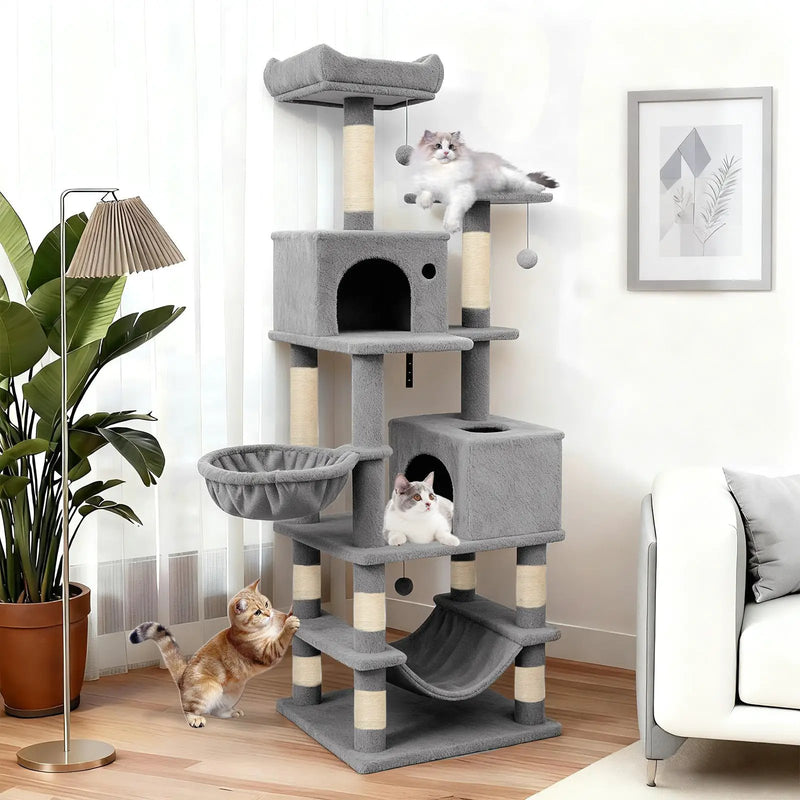 66 Inch Tall Cat Tree Multi-Level Cat Tower with 2 Condos Sisal Scratching Posts by DirectDeals