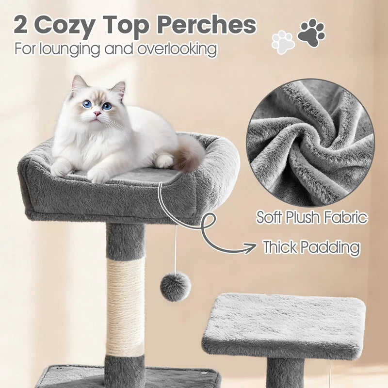 66 Inch Tall Cat Tree Multi-Level Cat Tower with 2 Condos Sisal Scratching Posts by DirectDeals