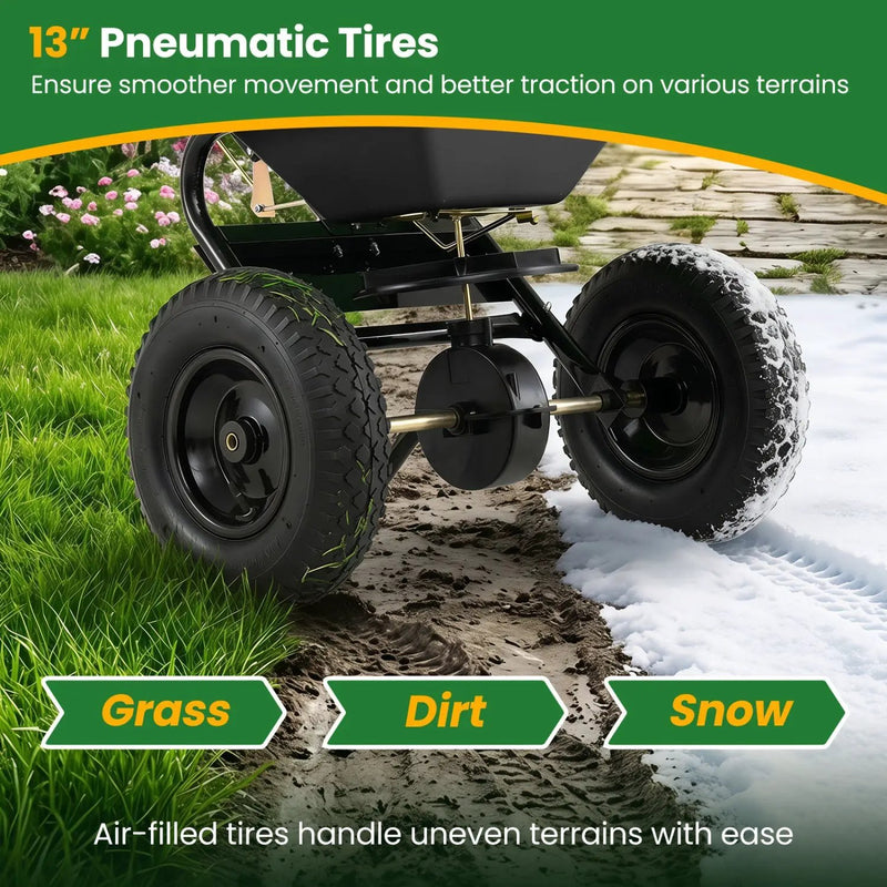 Walk-Behind Broadcast Spreader 66 LBS with 13" Tires by DirectDeals