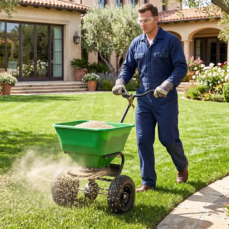 Walk-Behind Broadcast Spreader 66 LBS with 13" Tires by DirectDeals