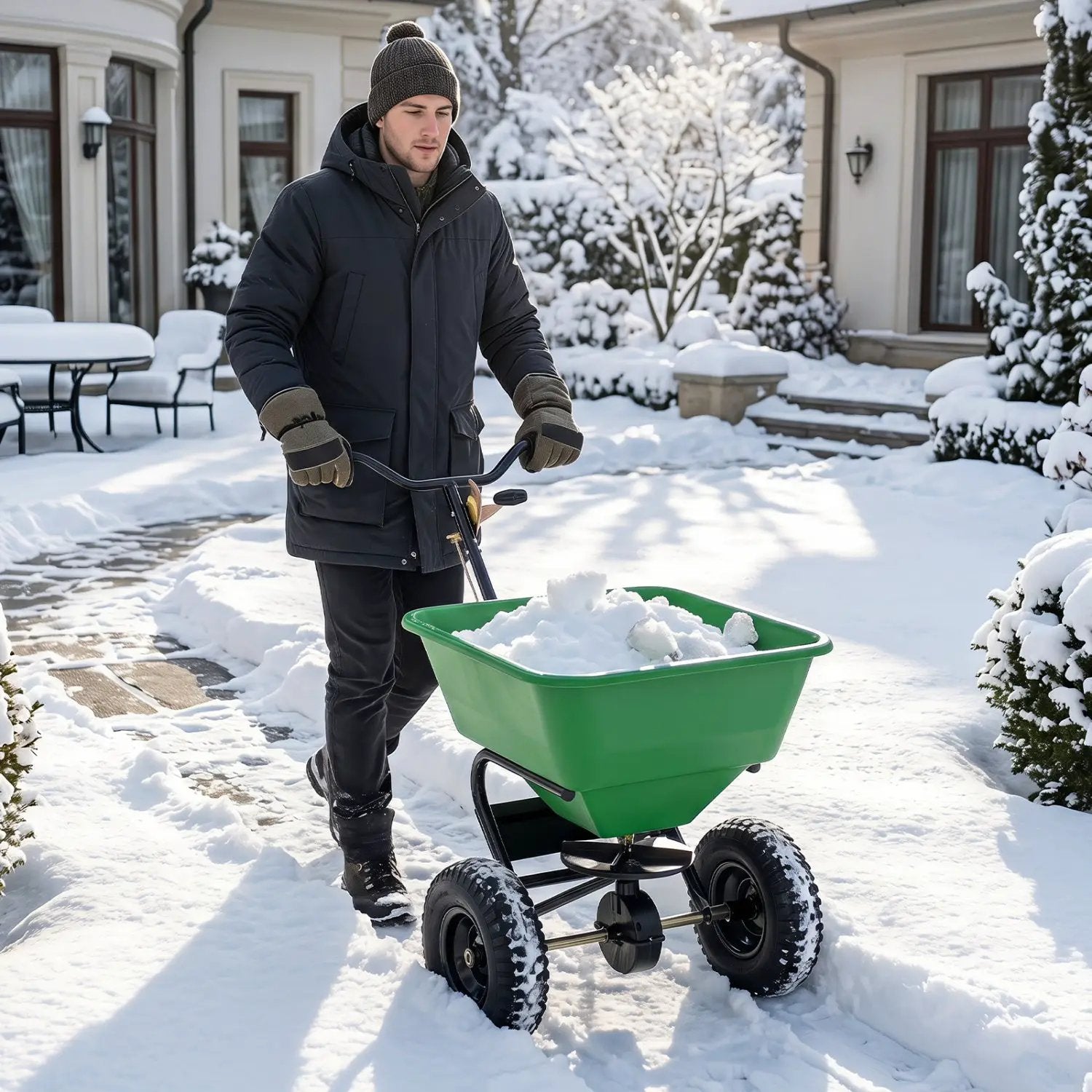 Walk-Behind Broadcast Spreader 66 LBS with 13" Tires by DirectDeals