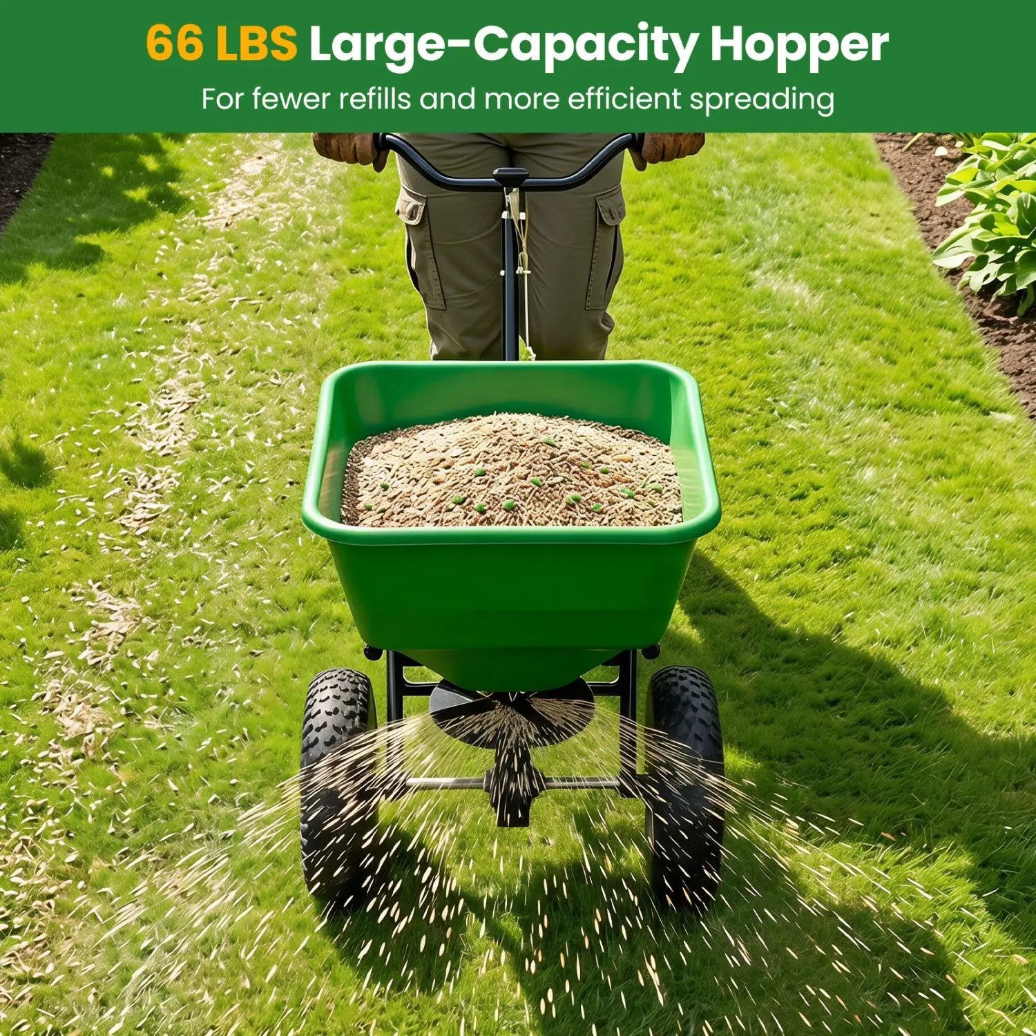Walk-Behind Broadcast Spreader 66 LBS with 13" Tires by DirectDeals