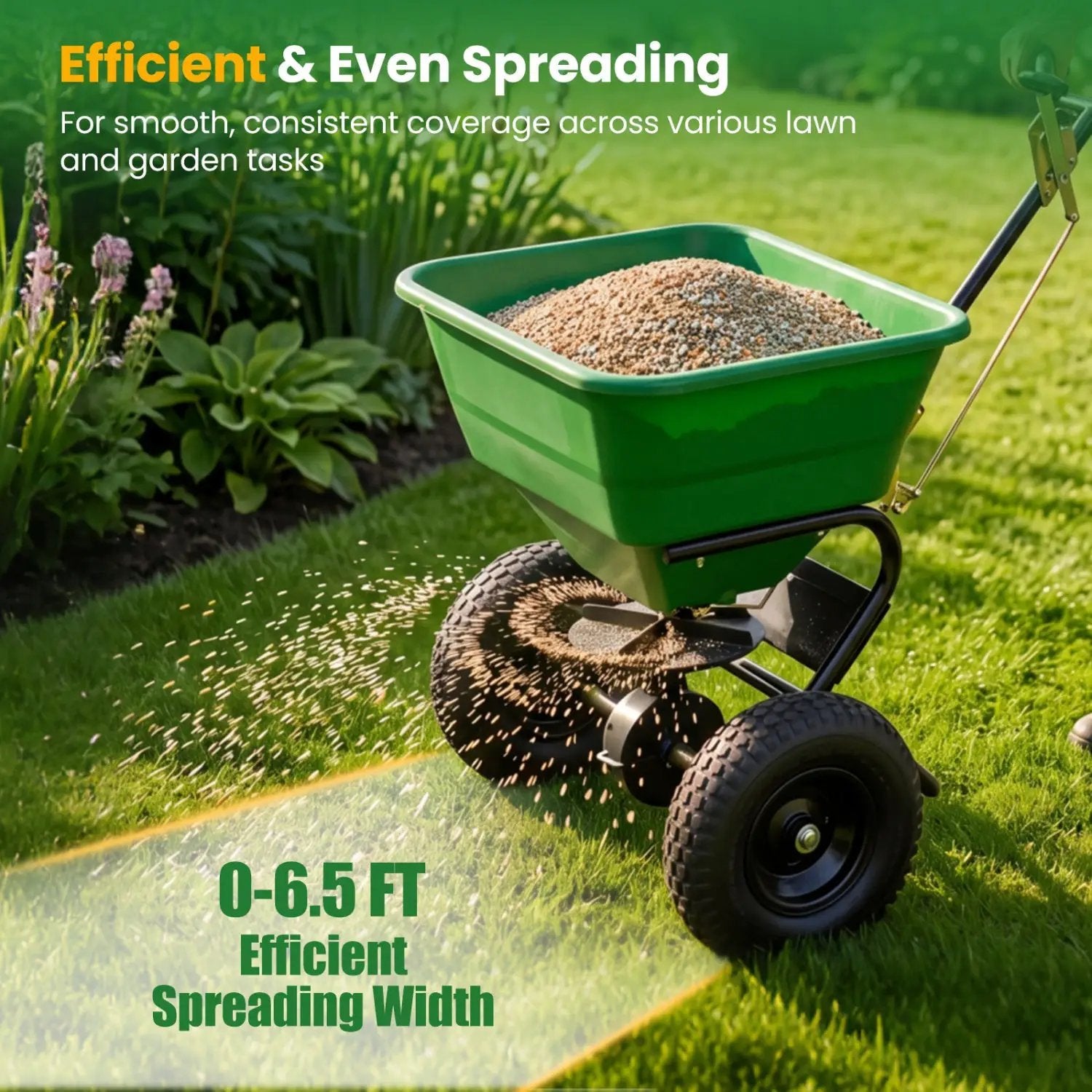 Walk-Behind Broadcast Spreader 66 LBS with 13" Tires by DirectDeals