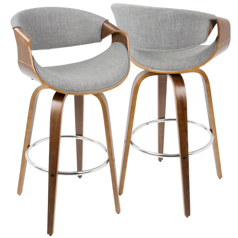 Curvini Mid - Century Modern Fixed Height Barstool With Swivel (Set of 2) by HouseOfZazla
