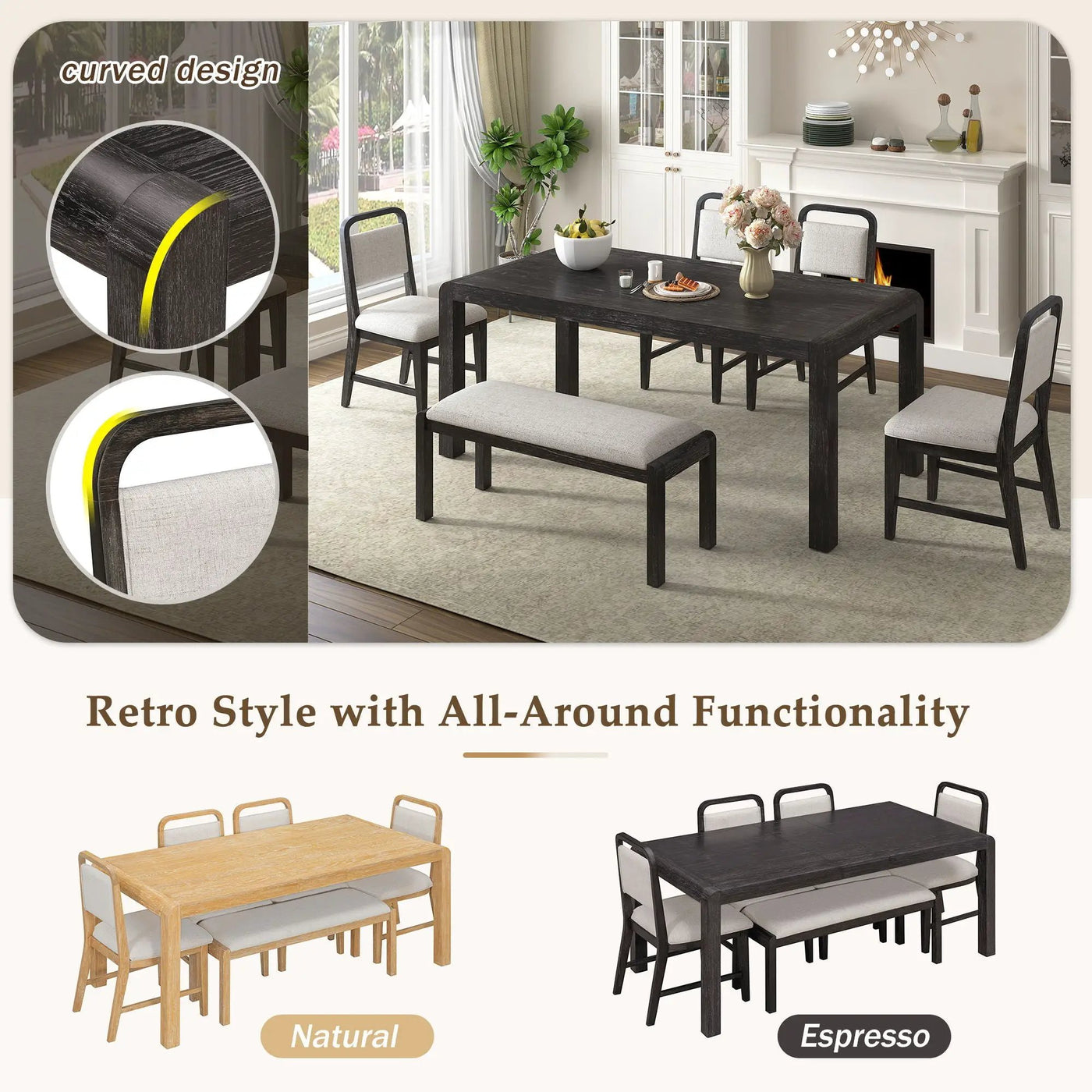 Extendable Dining Table Set With 4 Upholstered Chairs And 1 Bench by HouseOfZazla