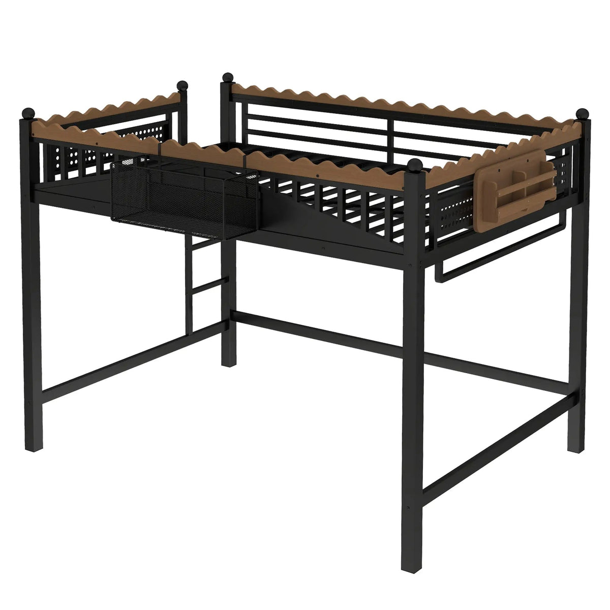 Full Size Loft Bed with Ladders and Storage Shelves by HouseOfZazla