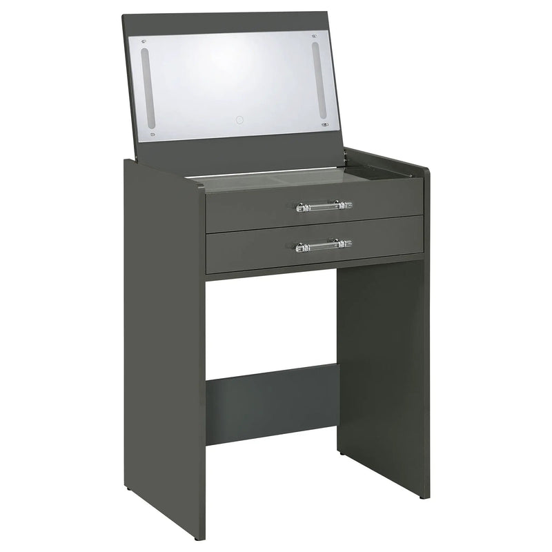 Danbury 3-drawer Makeup Vanity & Stool Set Grey High Gloss by Unique Piece Furniture