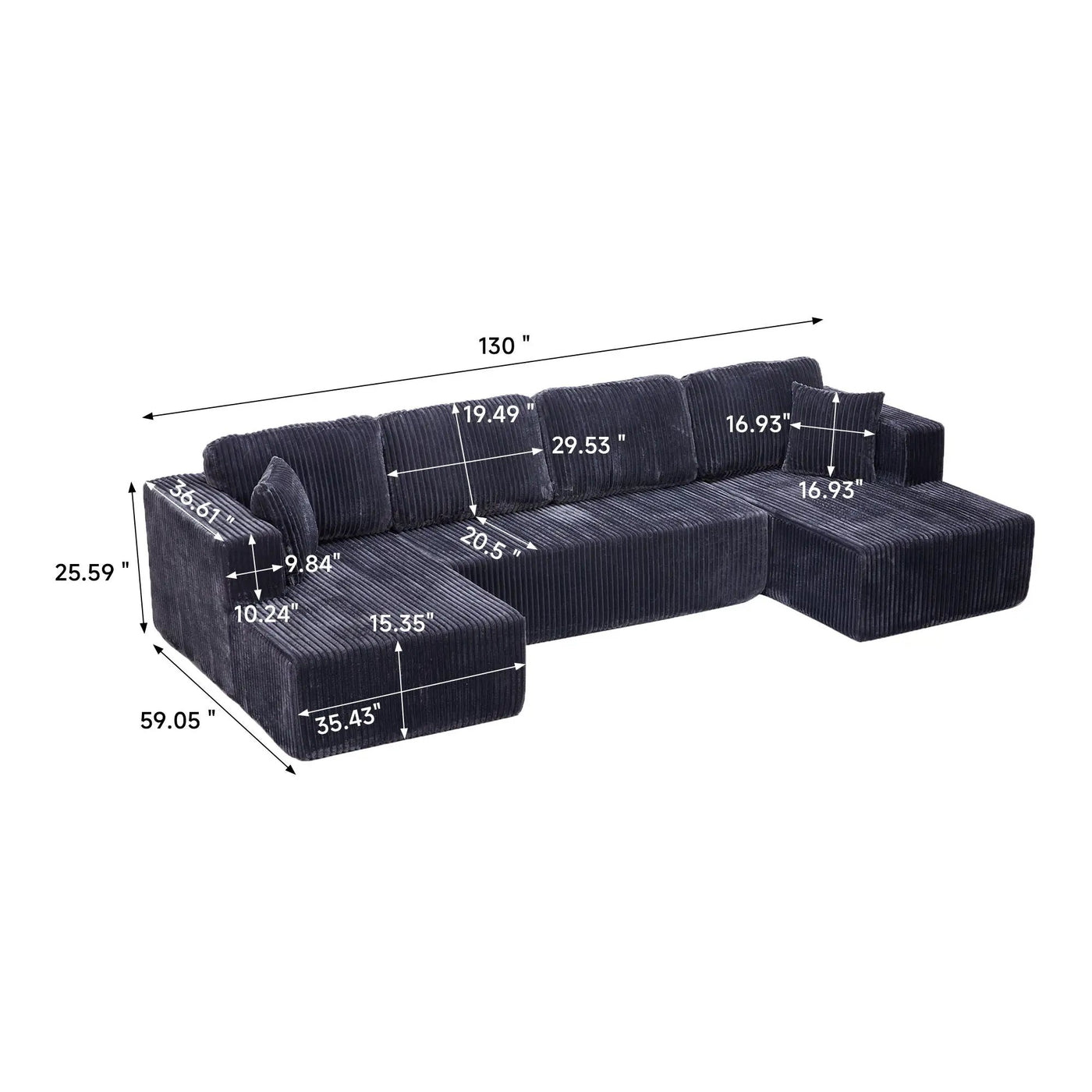 U-Shape Modular Sectional Sofa For Living Room by HouseOfZazla