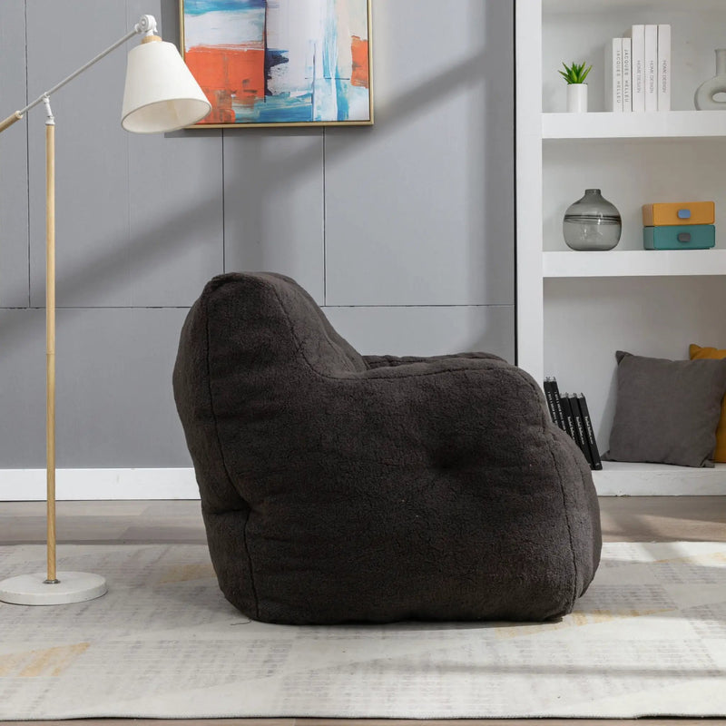 Soft Teddy Fabric Tufted Foam Bean Bag Chair With Teddy Fabric by Unique Piece Furniture