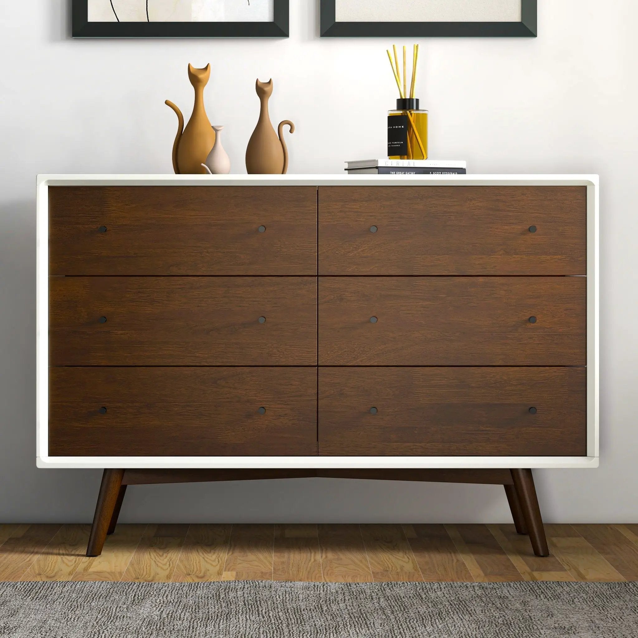 Dresser 6 Drawer - Dark Brown / White by Unique Piece Furniture