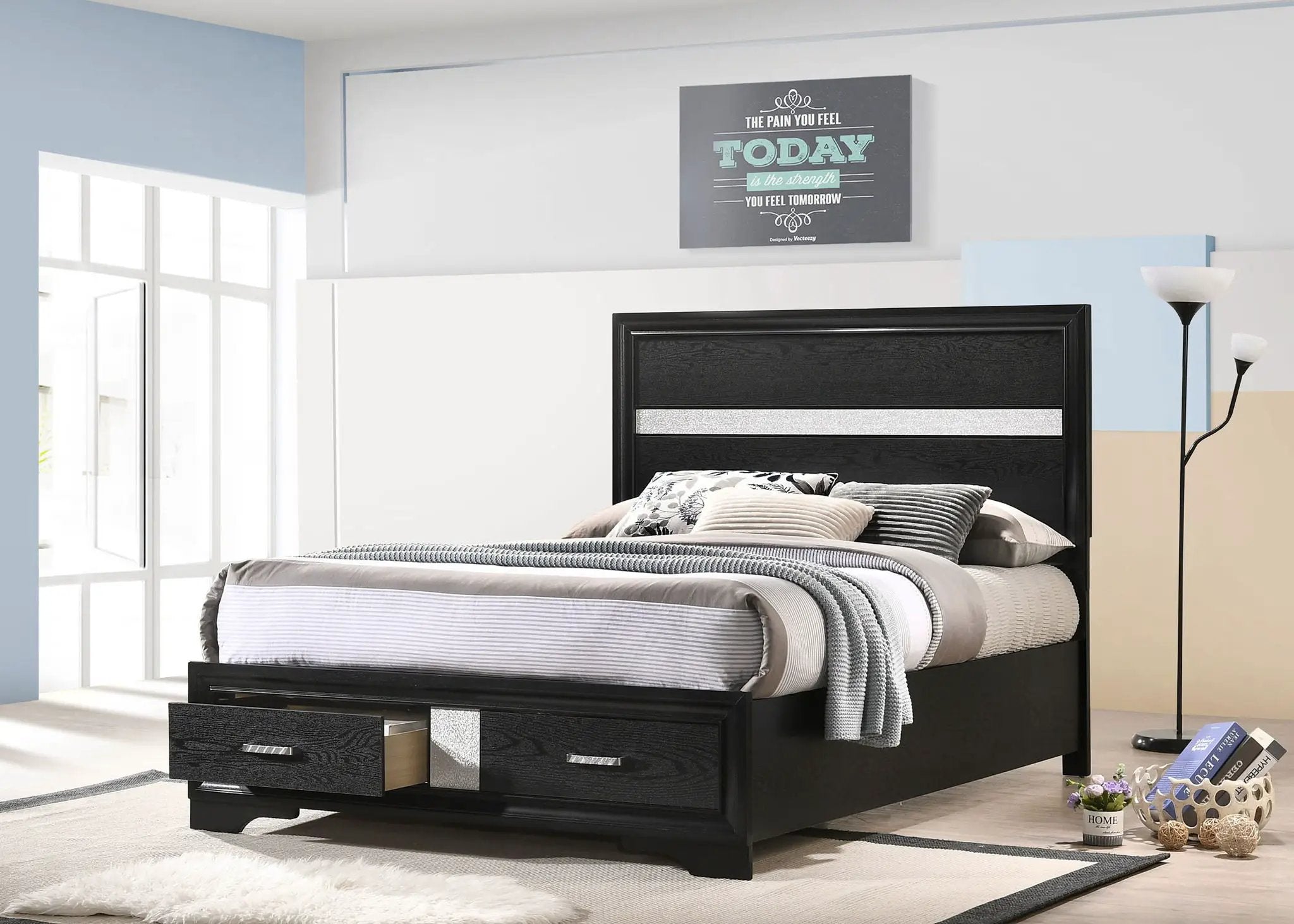 Miranda 51-inch Wood Full Storage Panel Bed Black by Unique Piece Furniture