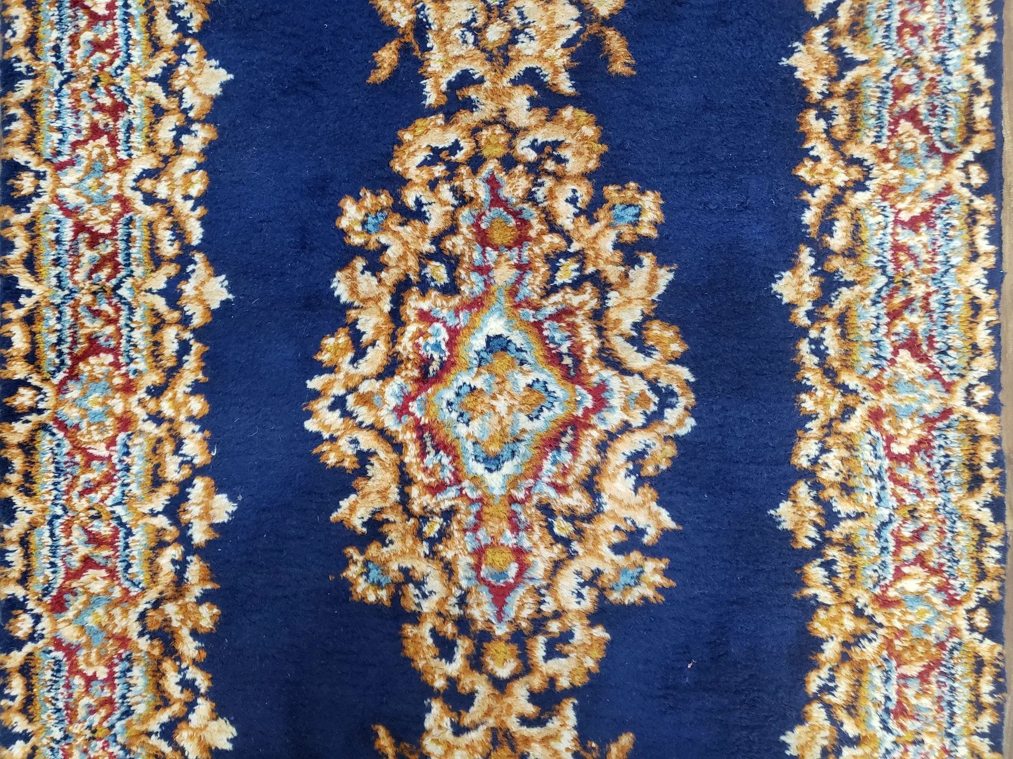 Semi Anique Dark Blue Persian Kerman Runner, 2'7" x 13'5" by Jewel Rugs