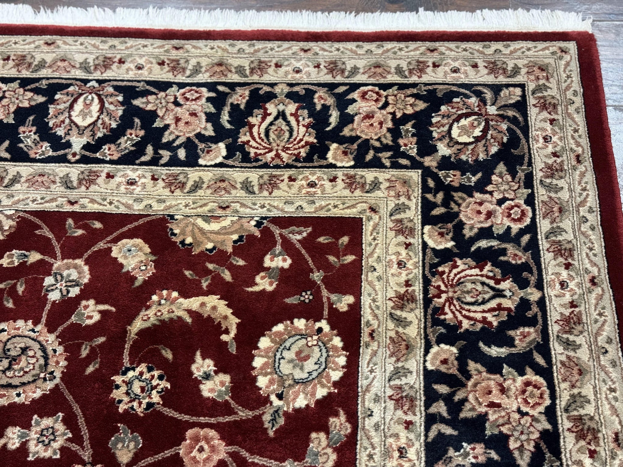 Maroon Persian Area Rug 8x10, Floral Allover, Pak Persian, Wool and Silk Highlights, Traditional Oriental Carpet by Jewel Rugs