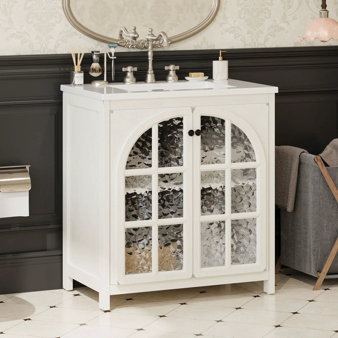 Vintage Farmhouse Bathroom Vanity with Ceramic Sink by HouseOfZazla