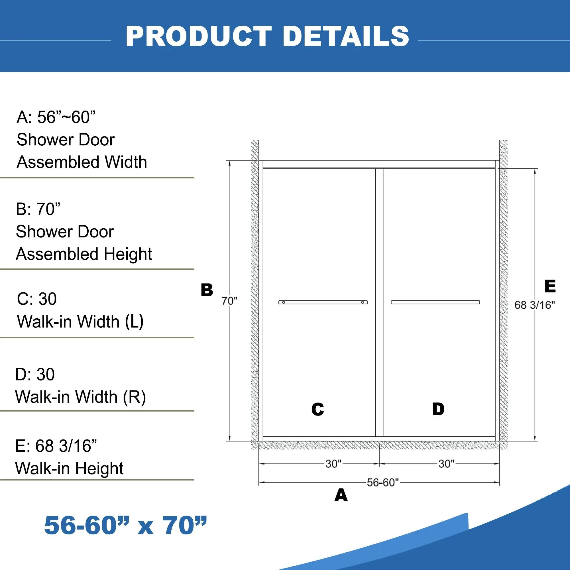 Frame Double Sliding Shower Door, Bypass Bathroom Sliding Door With Premium Clear Tempered Glass, Hardware Sliding Glass Shower Enclosure - Matte Black by HouseOfZazla