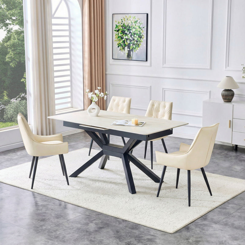 Light Gray Rectangular Dining Table with Geometric Legs, photo 3 of 6