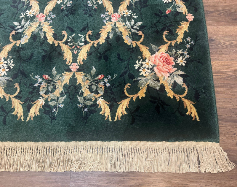 Karastan Garden of Eden Rug 4x6, Green Savonnerie 509/1733, Original Discontinued Vintage Karastan Carpet by Jewel Rugs