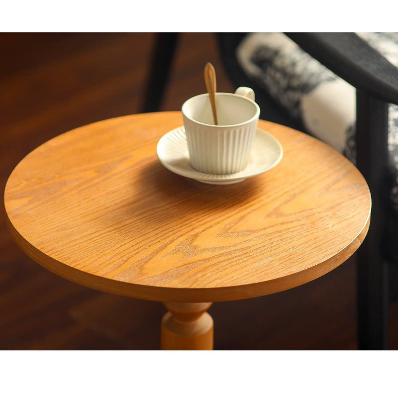 Round Side Table with MDF Tabletop and Solid Wood Legs by HouseOfZazla