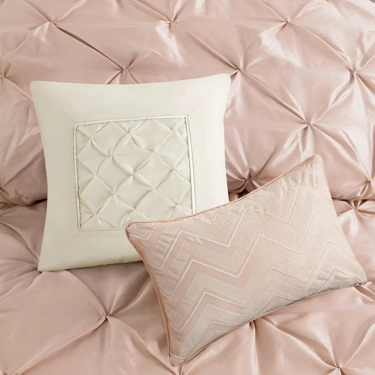7 Piece Tufted Comforter Set Blush King by HouseOfZazla