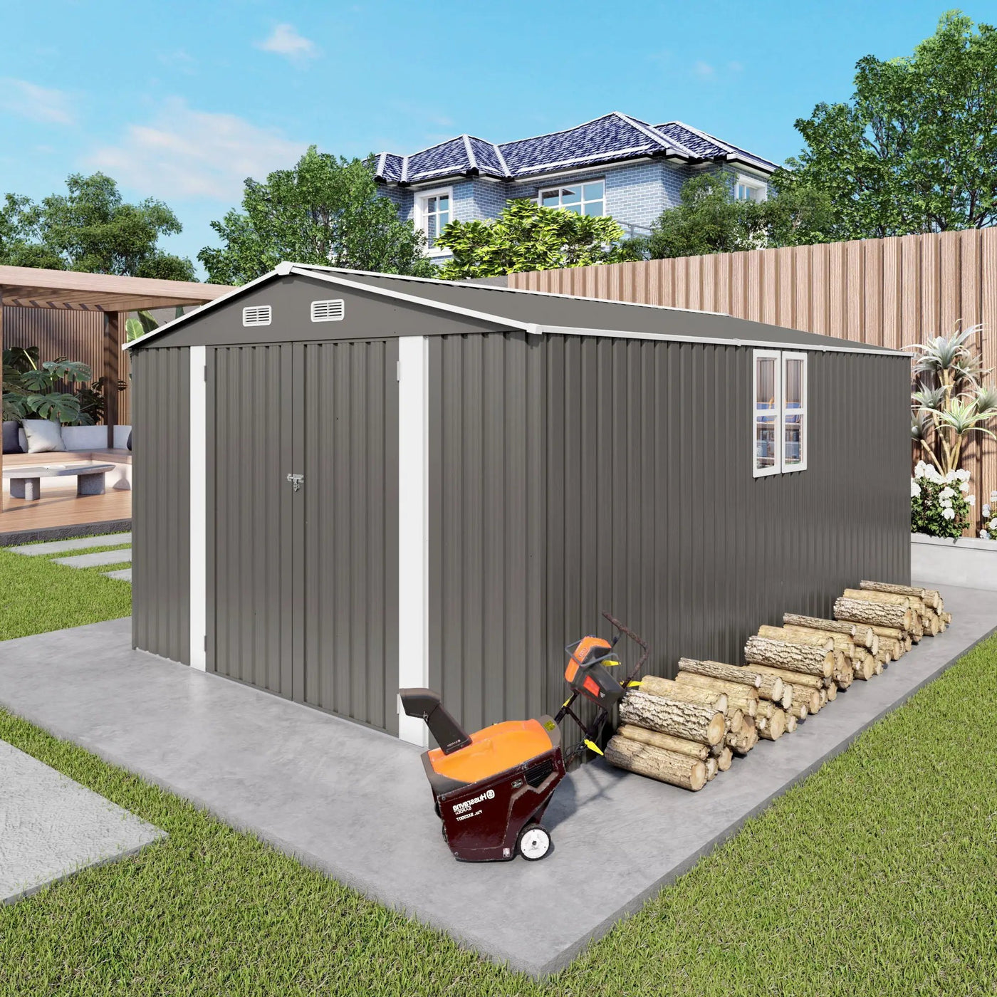 Outdoor Storage Shed With Lockable Doors by HouseOfZazla