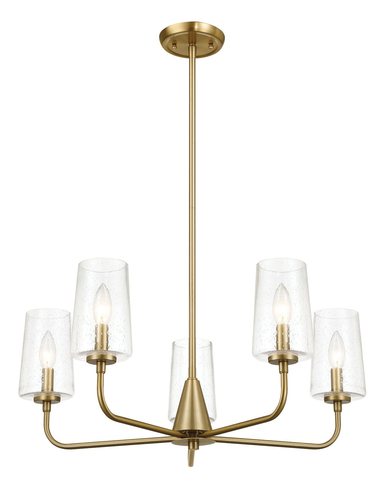 Dazzle Five Lights Chandelier With Clear Seeded Glass - Satin Brass by HouseOfZazla