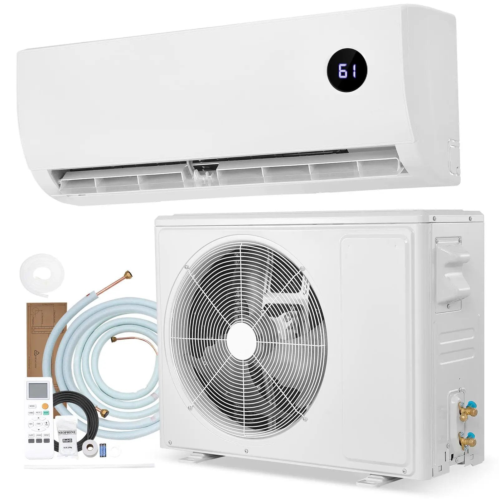 Mini Split Air Conditioner, 12,000 BTU AC / 12,500 BTU Heat, 230V 19 SEER2 High Efficiency by HouseOfZazla
