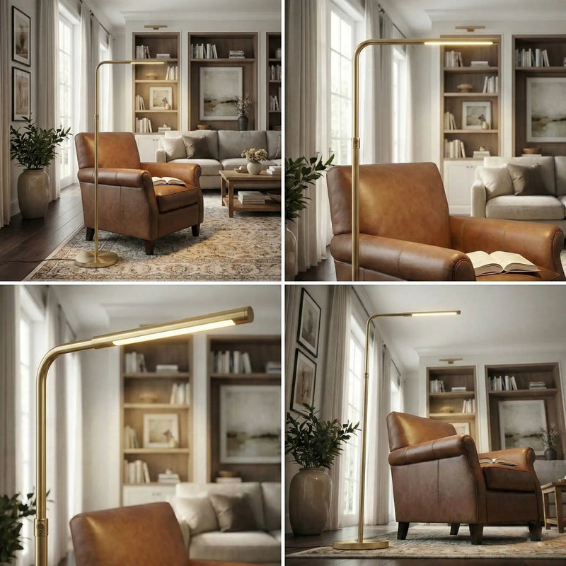 Verve - Floor Lamp With On / Off Switch Adjustable LED Round Base - Gold by Unique Piece Furniture