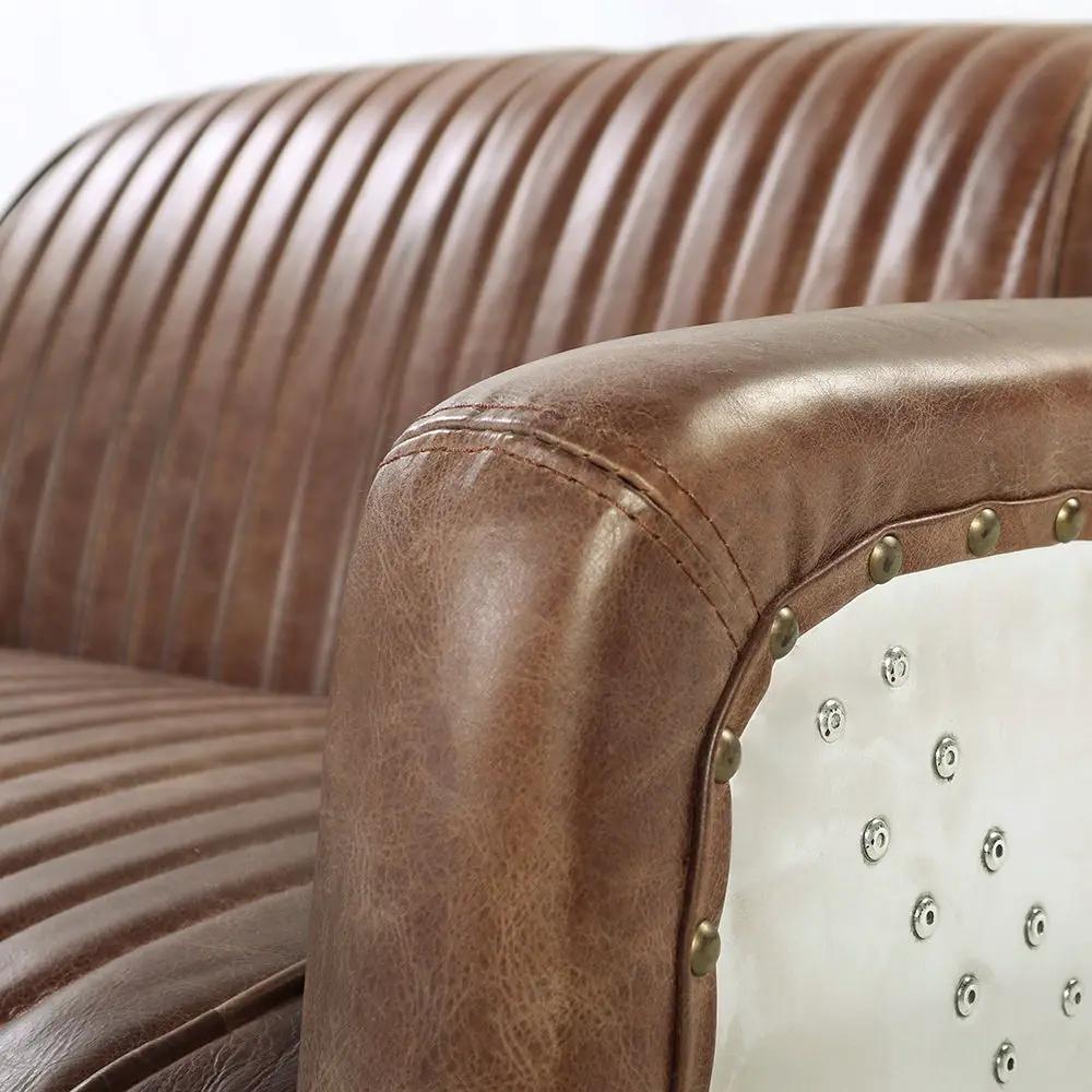 Brancaster - Loveseat - Retro Brown Top Grain Leather & Aluminum by Unique Piece Furniture