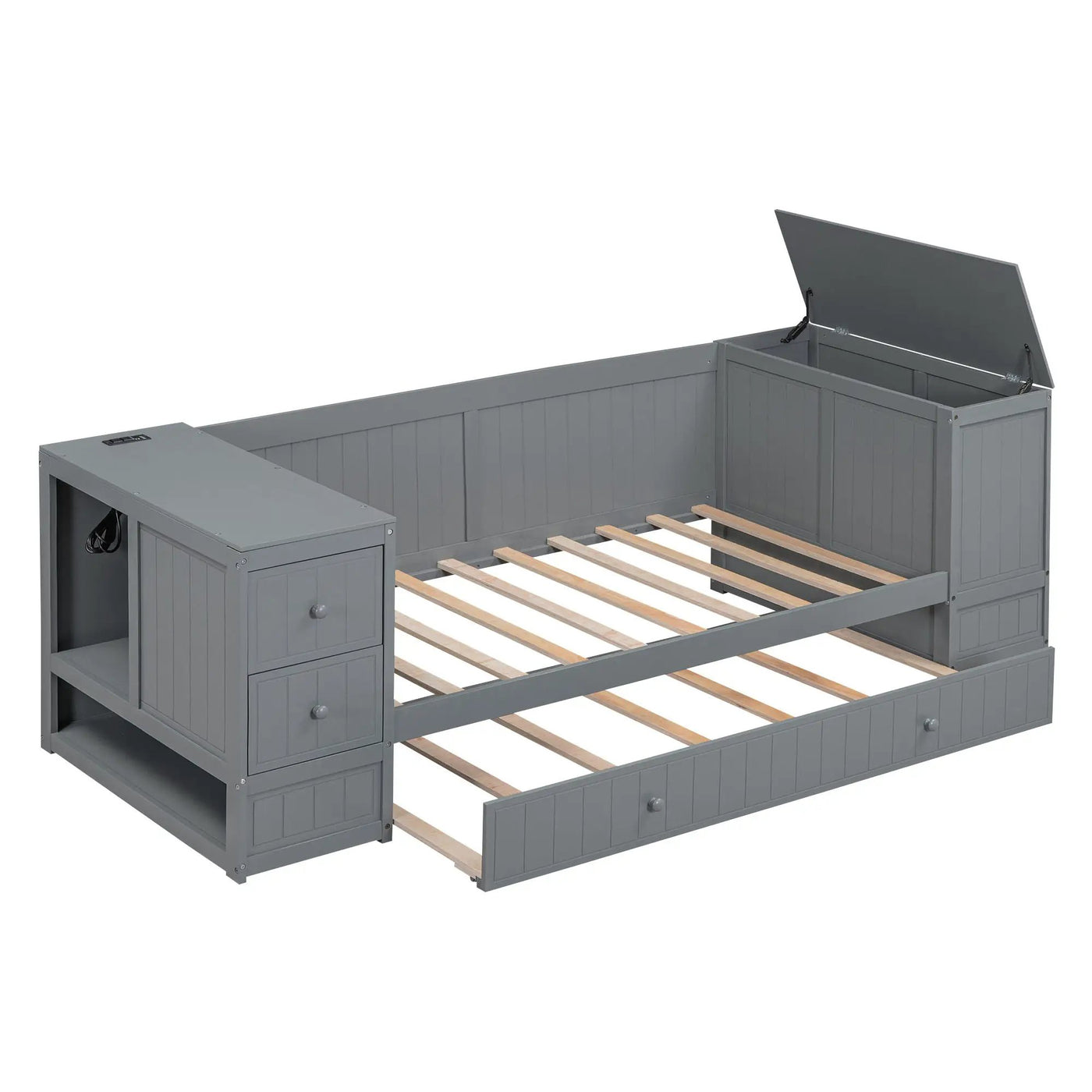 Daybed With Storage Arms, Trundle And Charging Station by HouseOfZazla