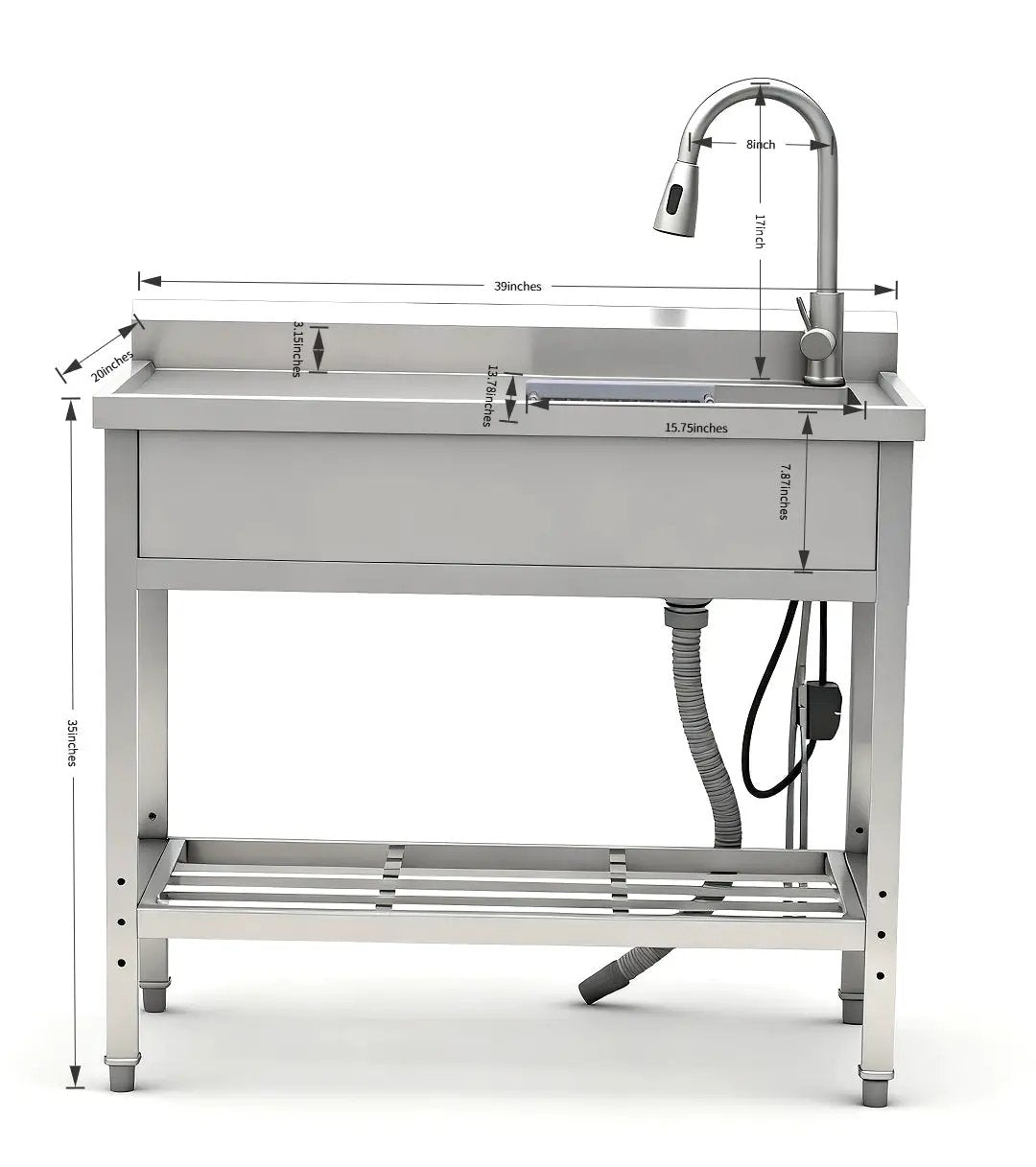 Stainless Steel Utility Sink, Freestanding Sink 2 by HouseOfZazla