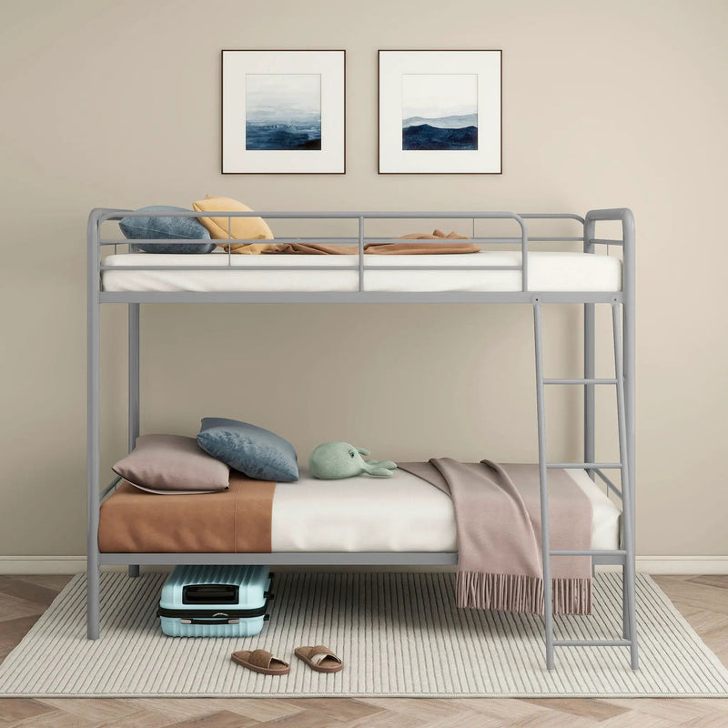 Carson Metal Twin Over Twin Bunk Bed Glossy Silver by Unique Piece Furniture