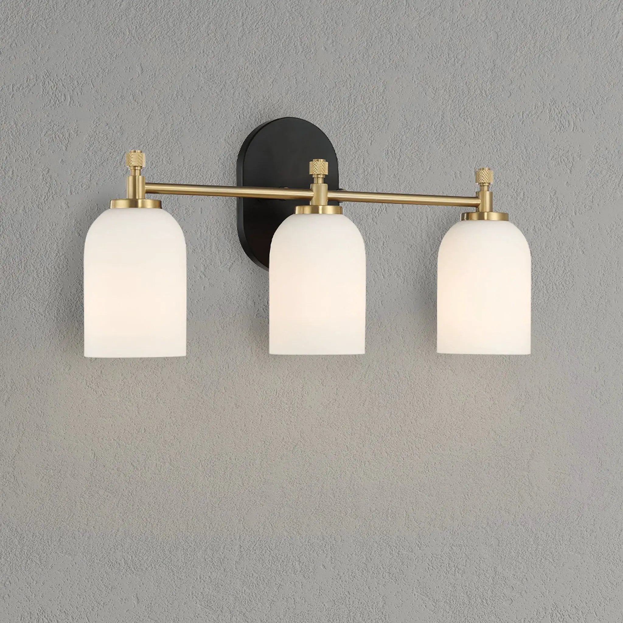 Meadows - 3 Lights Vanity Brush Bathroom Wall Light For Bathroom Over Mirror - Black / Gold / White by Unique Piece Furniture
