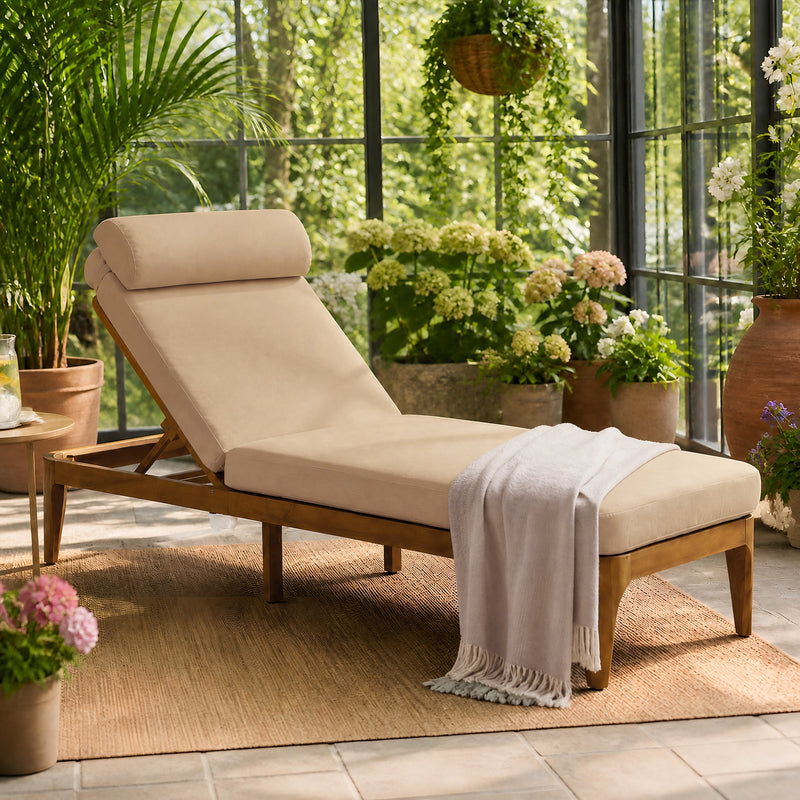 TOPMAX Acacia Wood Chaise Lounge by HouseOfZazla