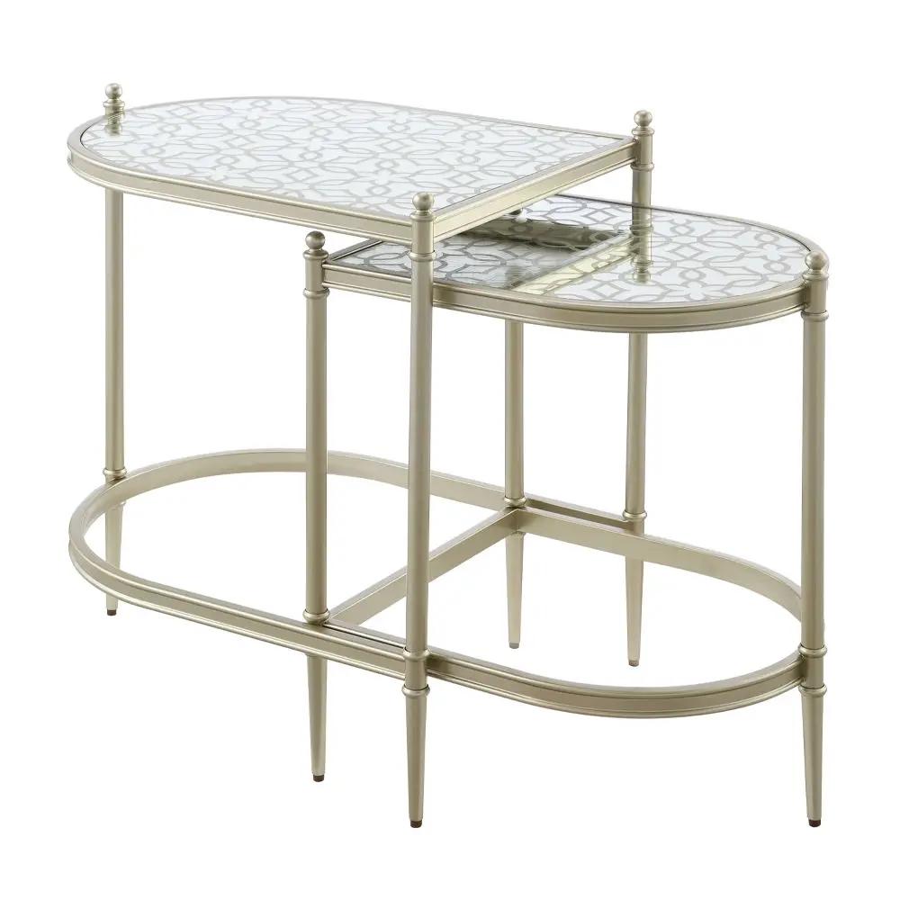 Zaba - Nesting Table - Glass Top & Silver by Unique Piece Furniture