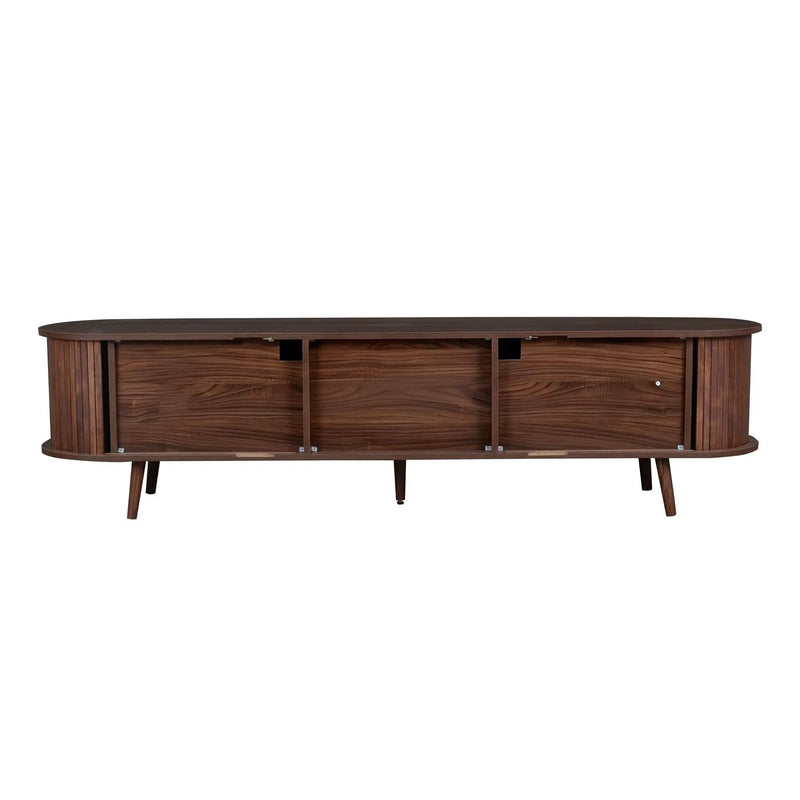 70" TV Stand With Tambour Doors And Fluted Drawers - Dark Brown by HouseOfZazla