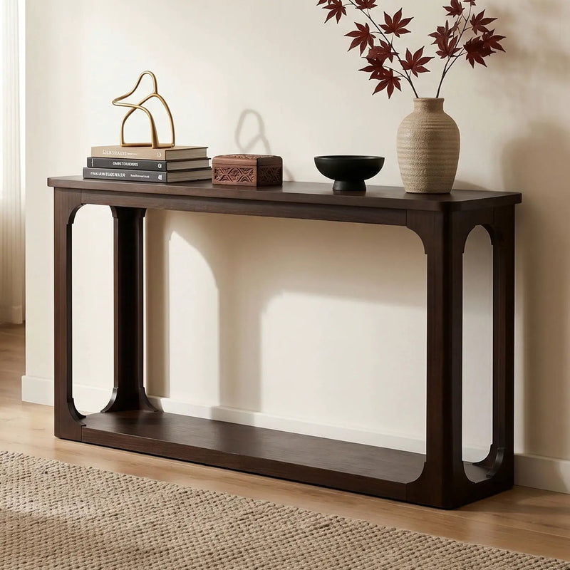 Console Table With Open Arch Cutouts For Living Room Hallway - Espresso by HouseOfZazla