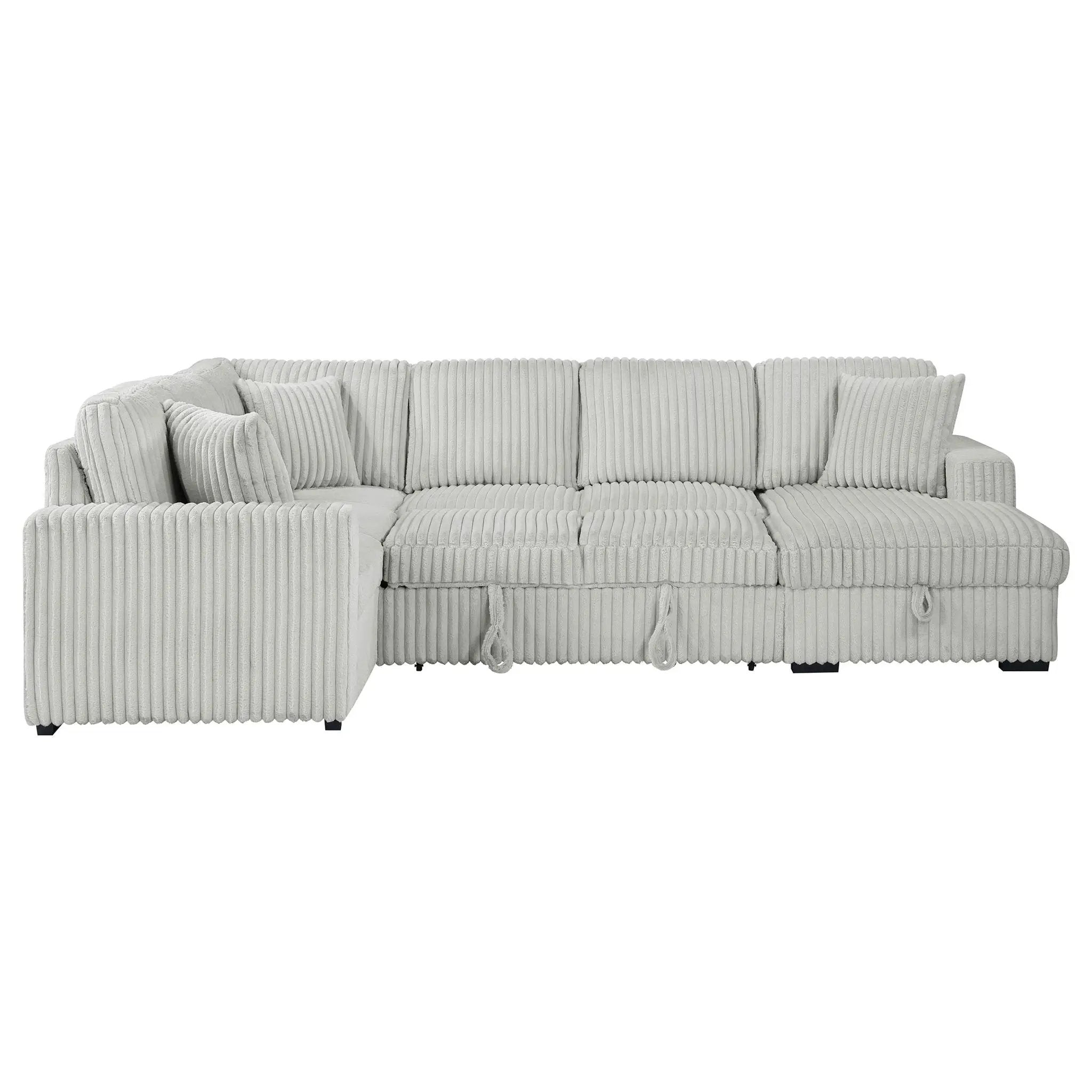 Devonshire Sleeper Sectional Sofa Storage Chaise Grey by Unique Piece Furniture