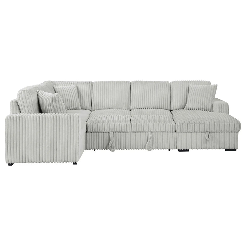 Devonshire Sleeper Sectional Sofa Storage Chaise Grey by Unique Piece Furniture
