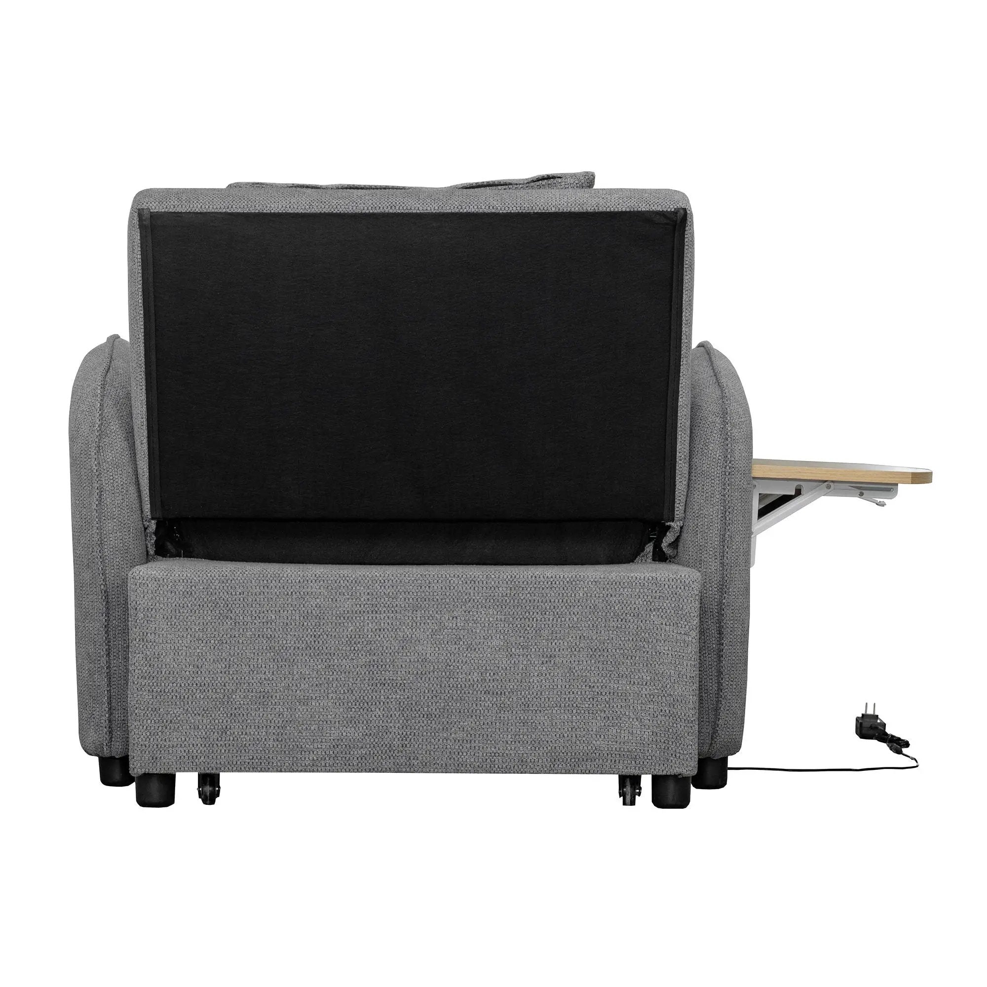 Convertible Single Chair Bed 3 In 1 Sofa With Computer Board And USB Ports - Gray by HouseOfZazla