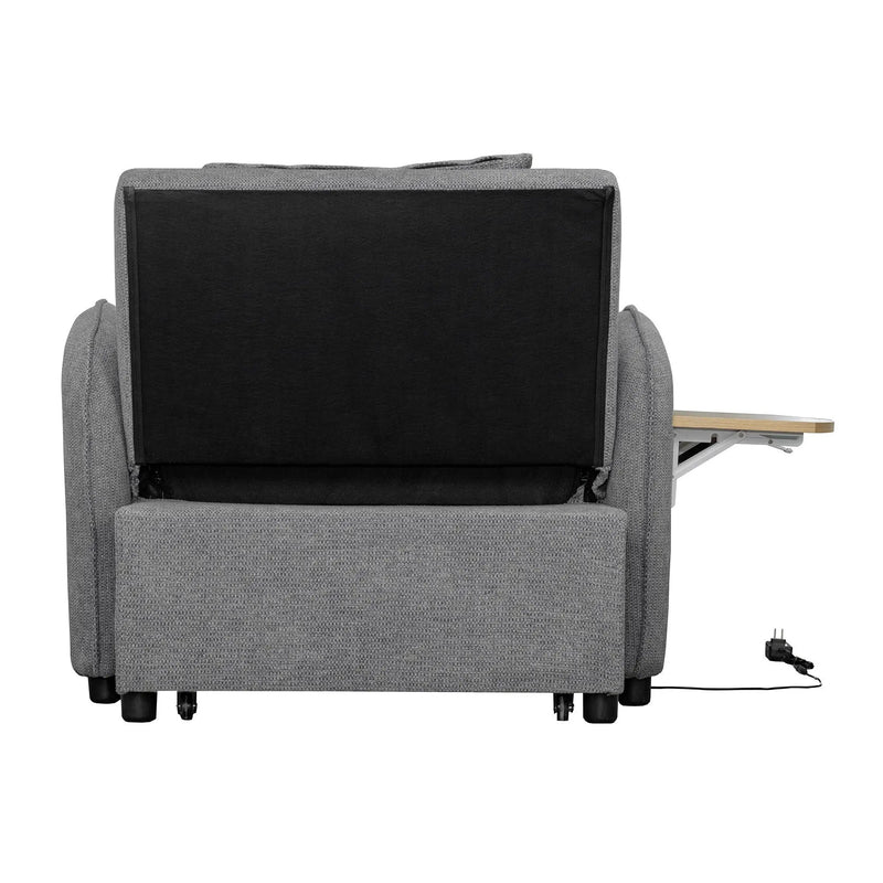 Convertible Single Chair Bed 3 In 1 Sofa With Computer Board And USB Ports - Gray by HouseOfZazla