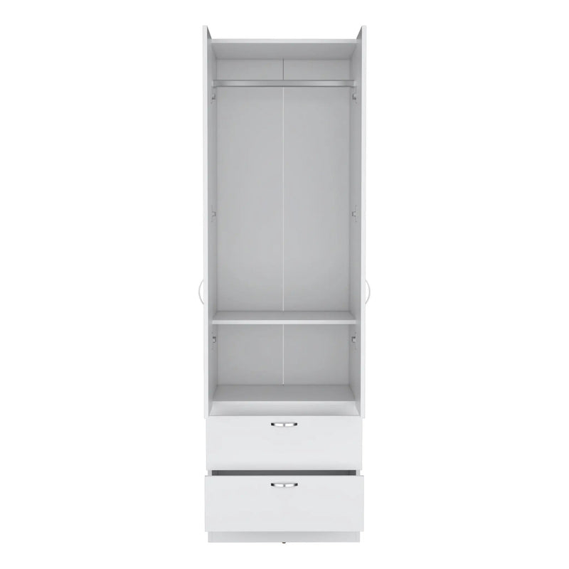 Armoire Wardrobe 76" H, Hanging Rod, 2 Drawers, 1 Shelf by HouseOfZazla